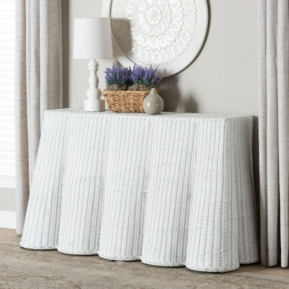 bali & pari Palm Boho Console Table, White