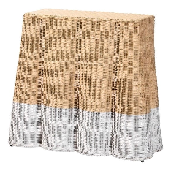bali & pari Palm Scallop Natural Rattan Console Table White/Natural