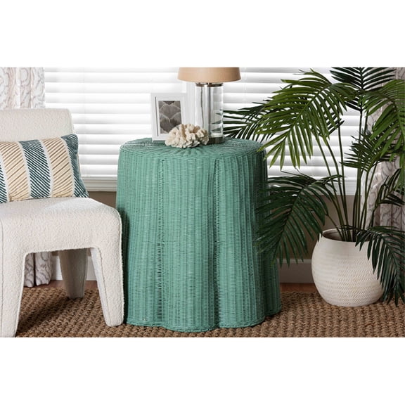 bali & pari Palm Scallop Natural Rattan Console Table