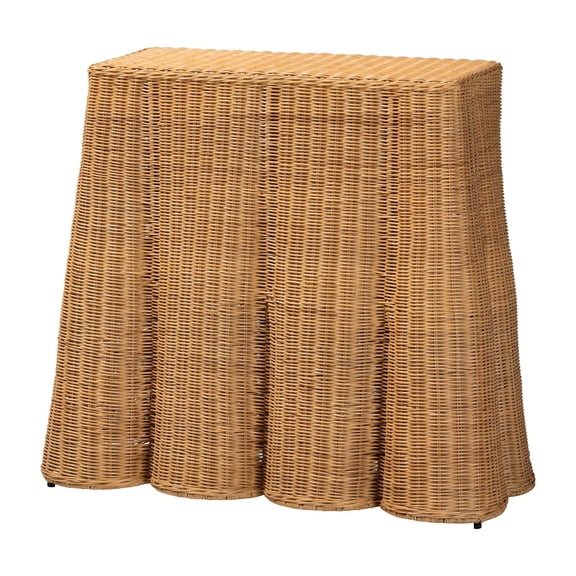 bali & pari Palm Scallop Natural Rattan Console Table