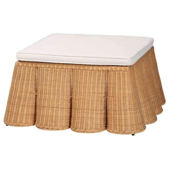 bali & pari Palm Scallop Natural Rattan Ottoman