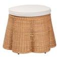 thumbnail image 1 of bali & pari Palm Scallop Natural Rattan Ottoman with Cushion, 1 of 6