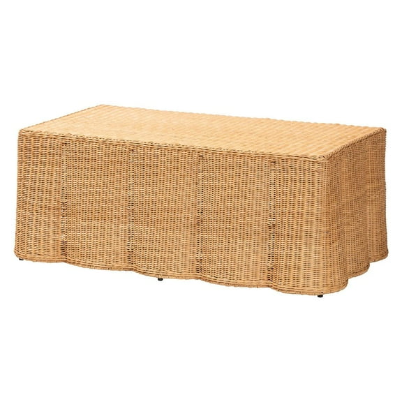bali & pari Palm Scalloped Rattan Coffee Table Light Honey