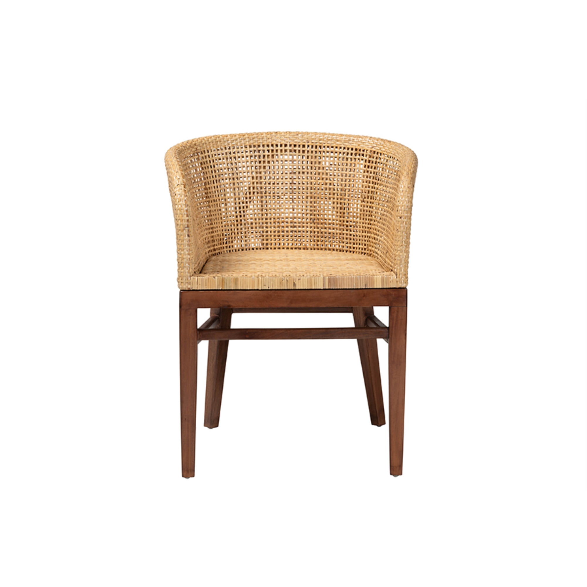 bali & pari Papua Natural Rattan and Walnut Brown Acacia Wood Dining ...