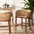 thumbnail image 1 of bali & pari Papua Rattan and Acacia Wood BOHO Counter Stool, Natural Brown, 1 of 9
