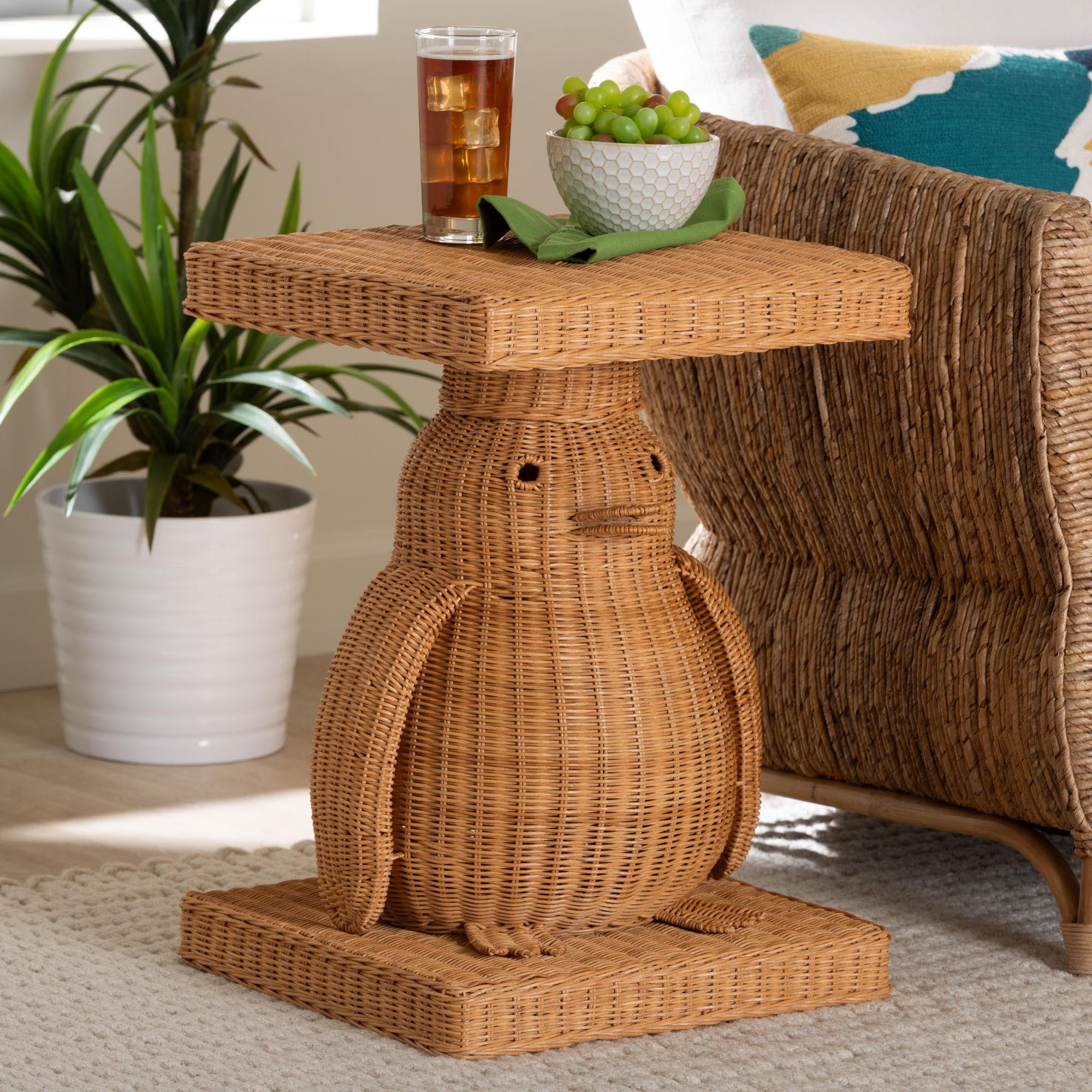 bali & pari Pembroke Boho End Table, Light Honey