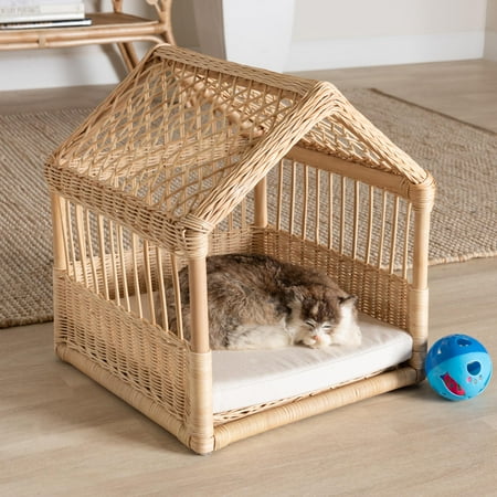 bali & pari Pieta Rattan BOHO Pet Bed, Natural Brown