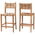thumbnail image 1 of bali & pari Prita Paper Loom and Natural Mahogany Wood 2-Piece Bar Stool Set, 1 of 6