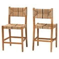 thumbnail image 1 of bali & pari Prita Paper Loom and Natural Mahogany Wood 2-Piece Counter Stool Set, 1 of 9