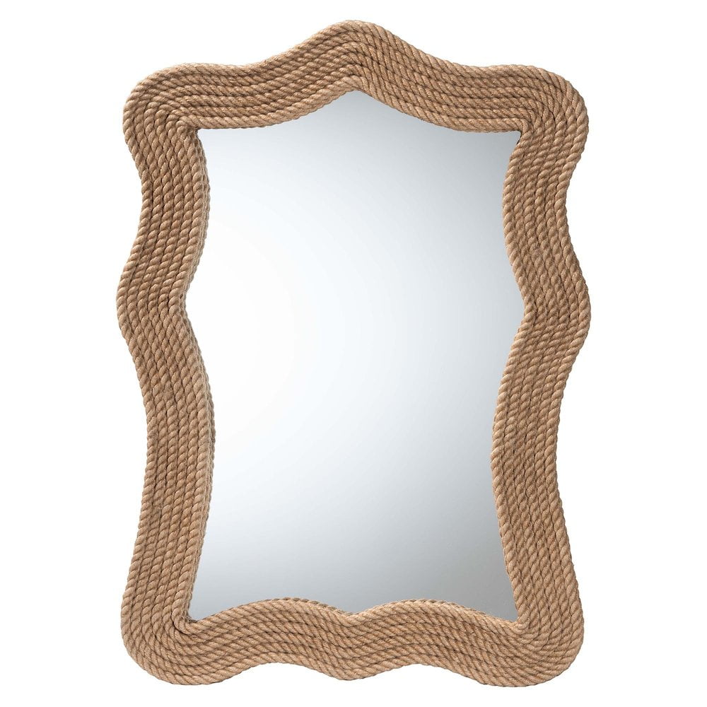 Natural Brown Woven Rope Coastal Accent Wall Mirror