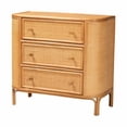 thumbnail image 1 of bali & pari Radenza Bohemian Light Honey Rattan 3-Drawer Storage Cabinet, 1 of 6