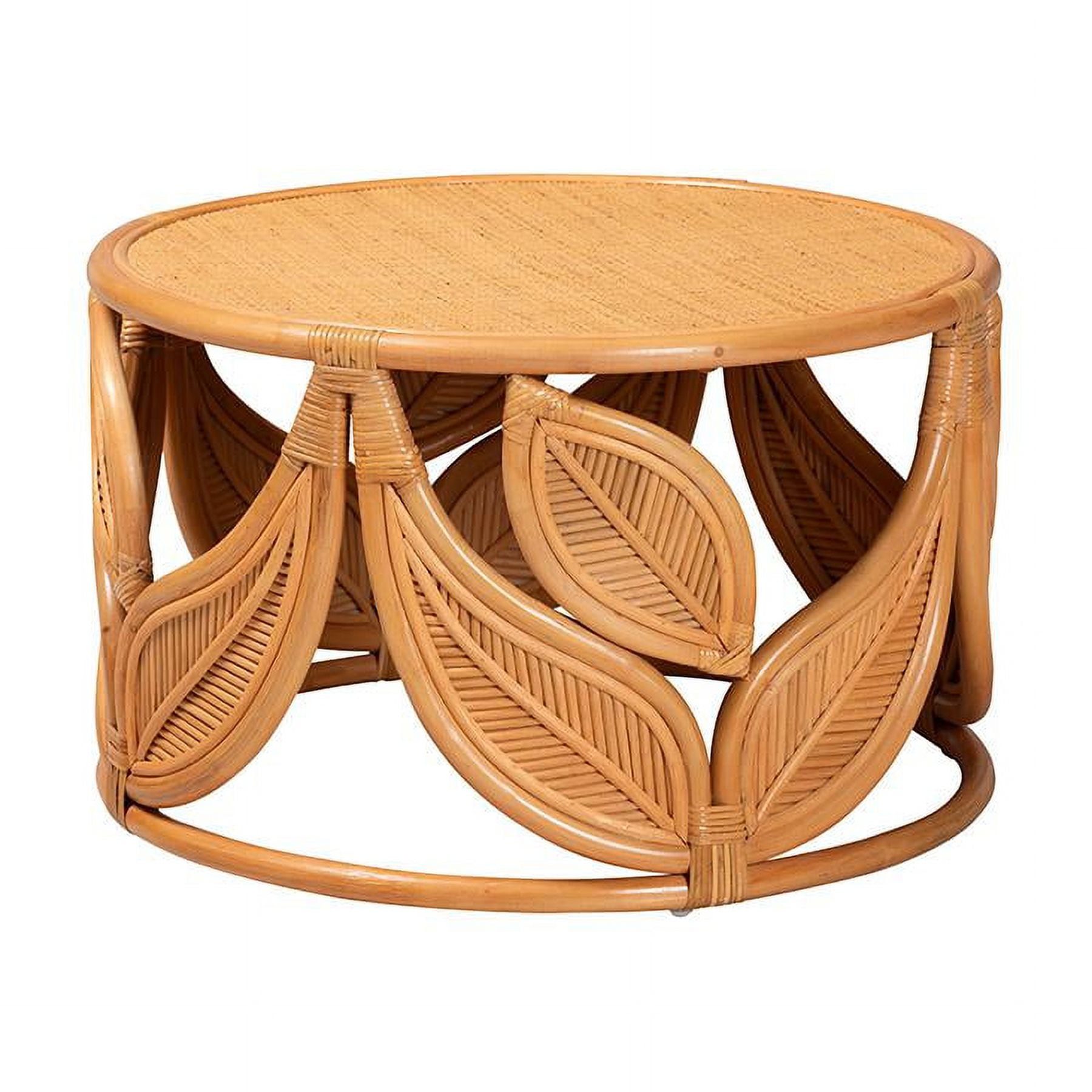 Raflesia Light Honey Round Rattan Bohemian Coffee Table