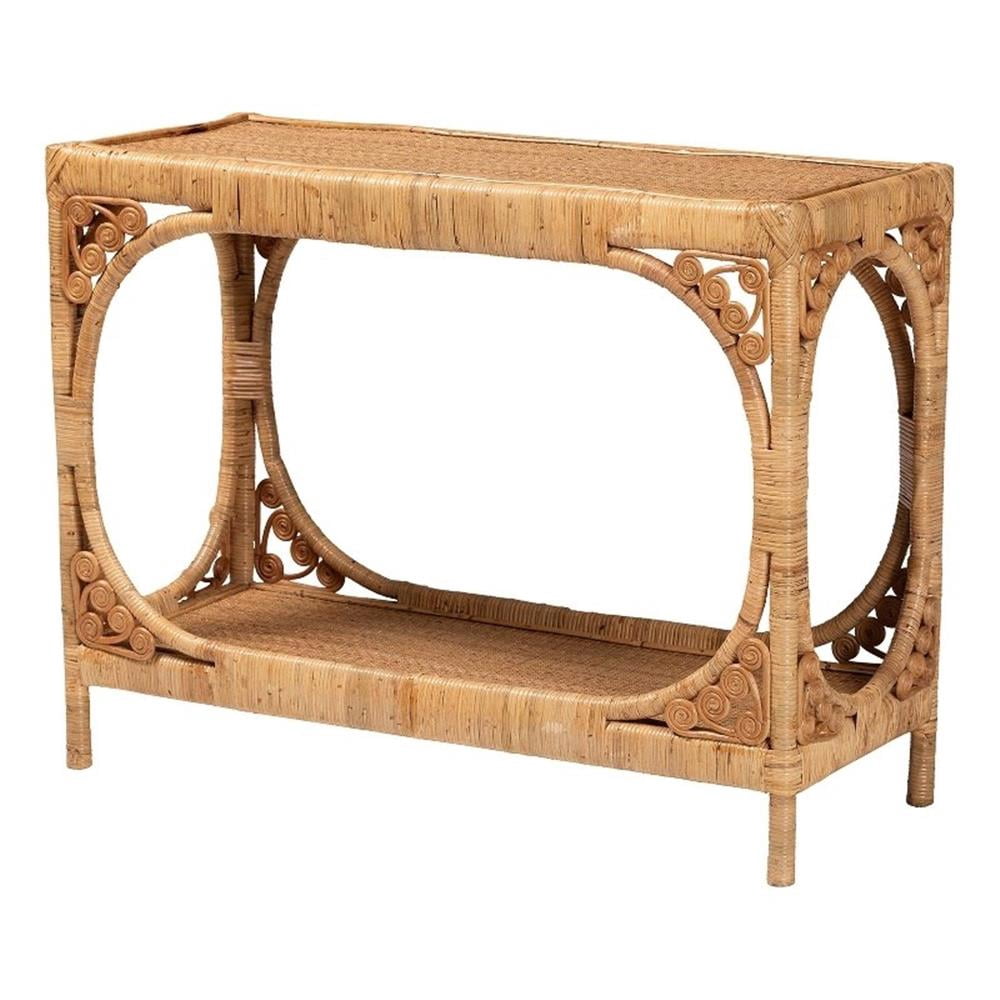 bali & pari Ramona Rattan Console Table, Light Honey Brown, Entryway ...