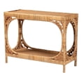 thumbnail image 1 of bali & pari Ramona 1-Shelf Modern Rattan Console Table in Light Honey Brown, 1 of 9