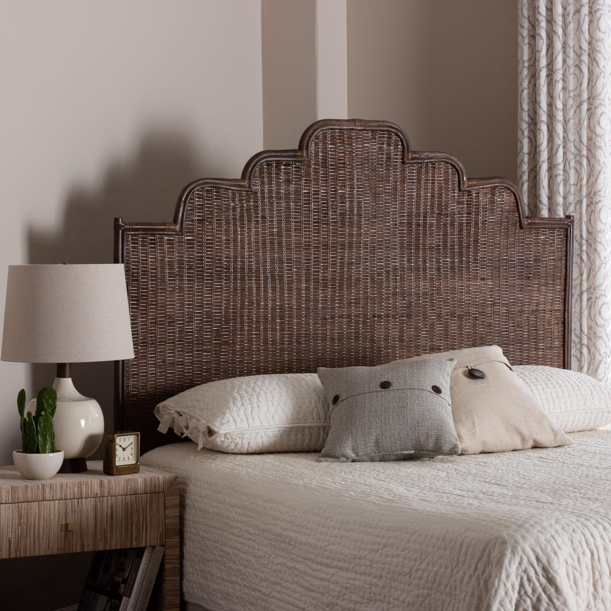 bali & pari Raphaela Boho Standalone Headboard, King, Coffee Bean