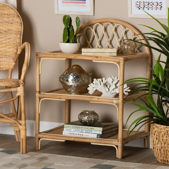 bali & pari Redell Rattan BOHO Display Shelf, Natural Brown