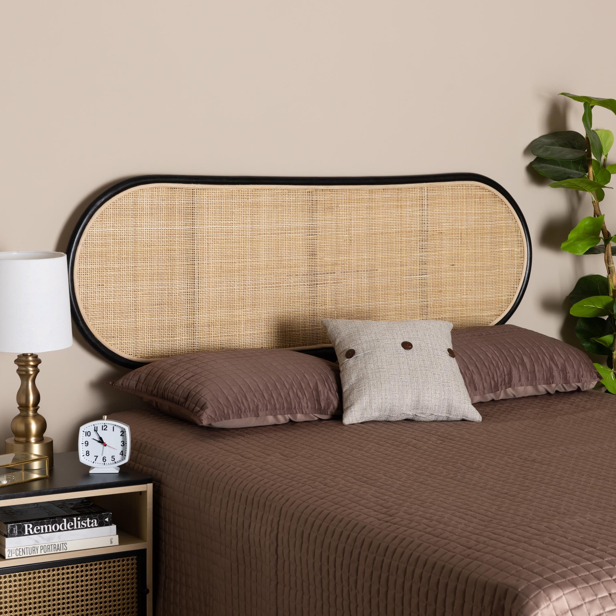 bali \u0026 pari Reegan Rattan BOHO Headboard, Queen Size, Natural Brown