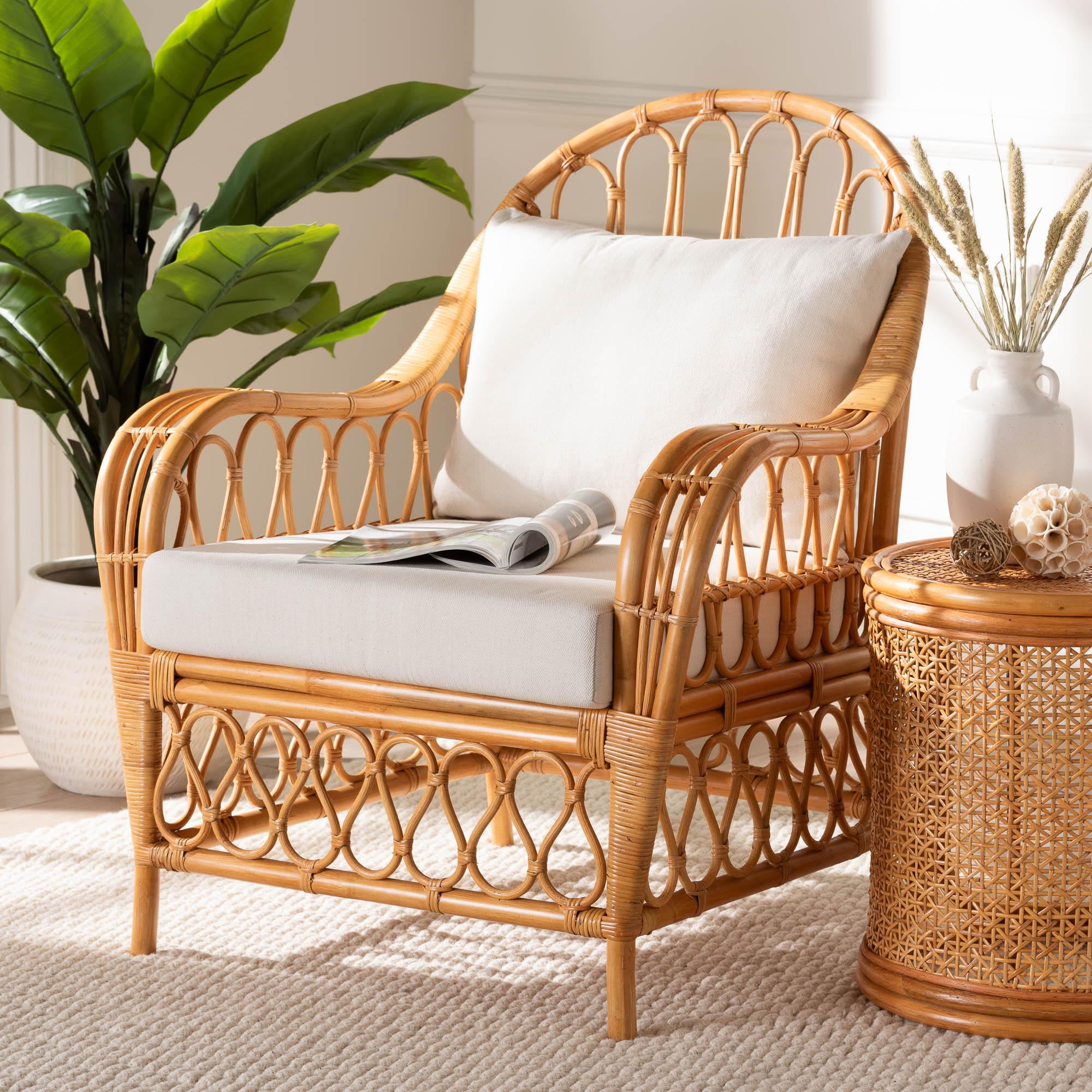 Free Shipping! bali pari Reina Boho Arm Chair, Light Honey