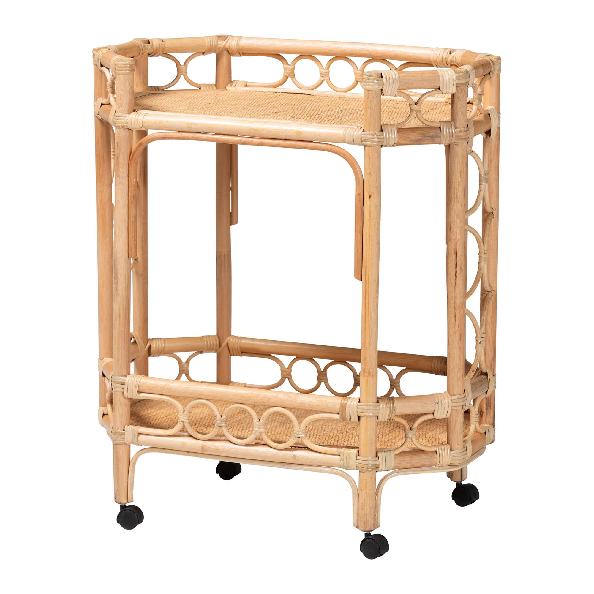 bali & pari Rene Boho Kitchen Cart, 2-Tier, Natural Rattan