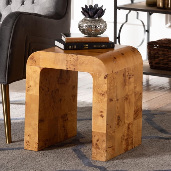 bali & pari Revelle Modern End Table, Light Mappa Burl
