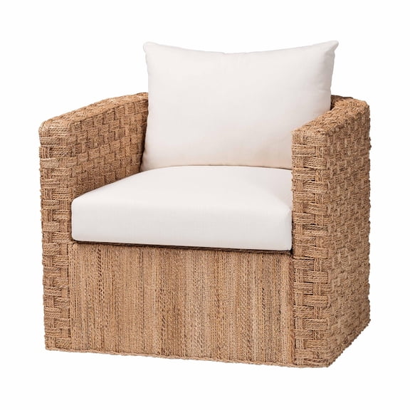 bali & pari Rhinos Bohemian Light Brown Seagrass Tuxedo Arm Chair