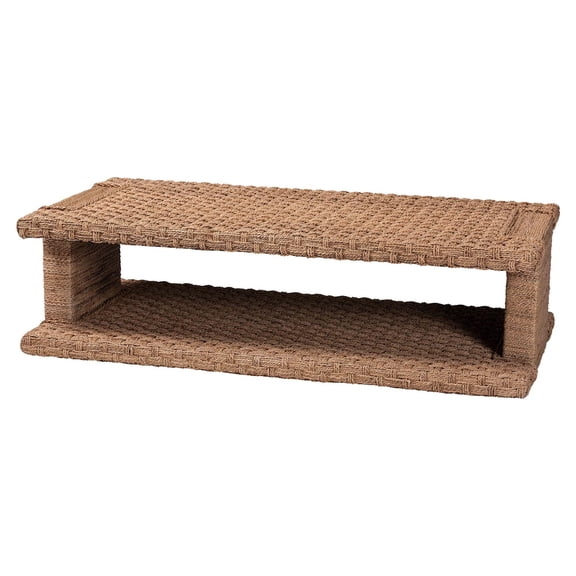 bali & pari Rhinos Handwoven Seagrass Coffee Table with Open Shelf