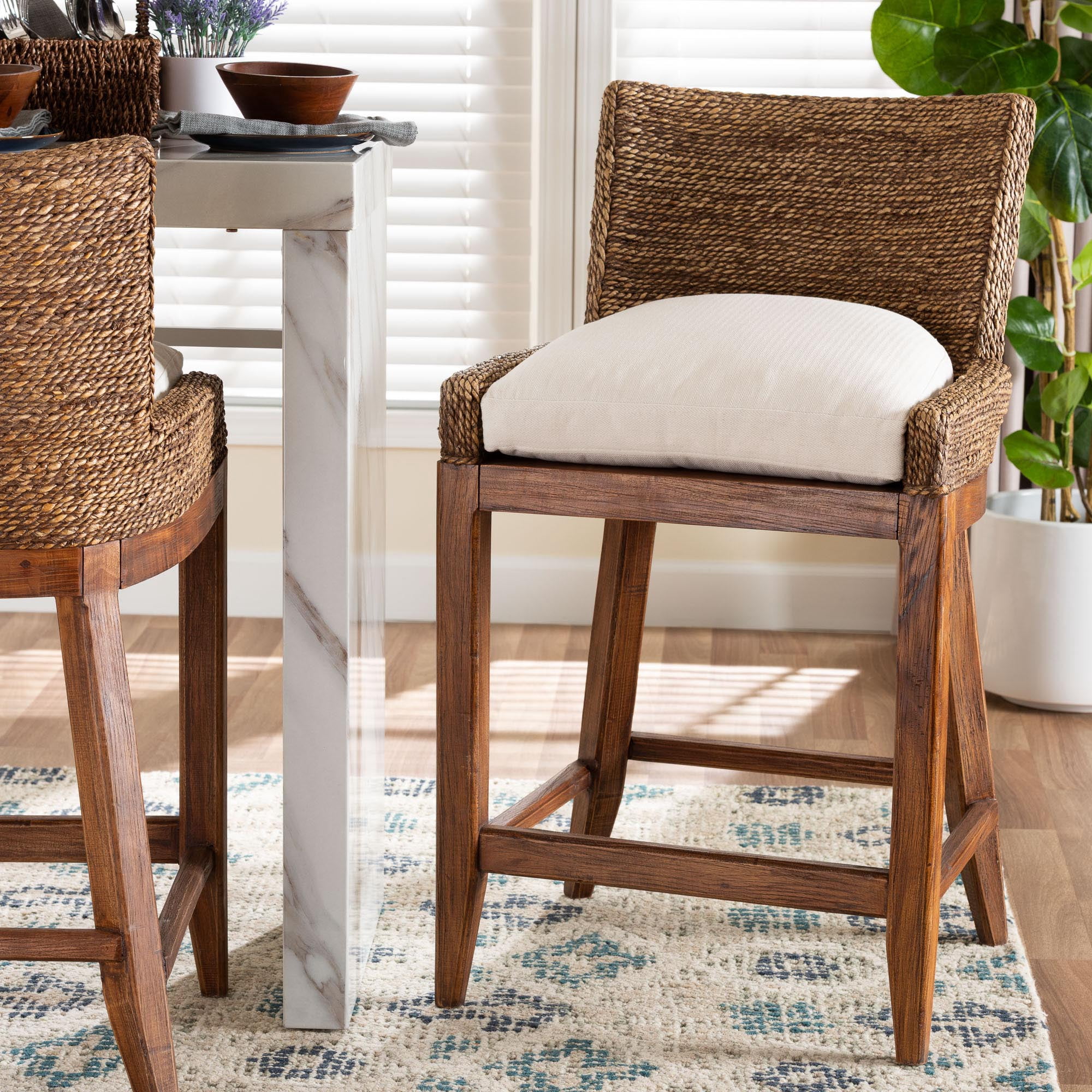 bali & pari Ridley Boho Counter Stool, Counter Height, Brown Wash