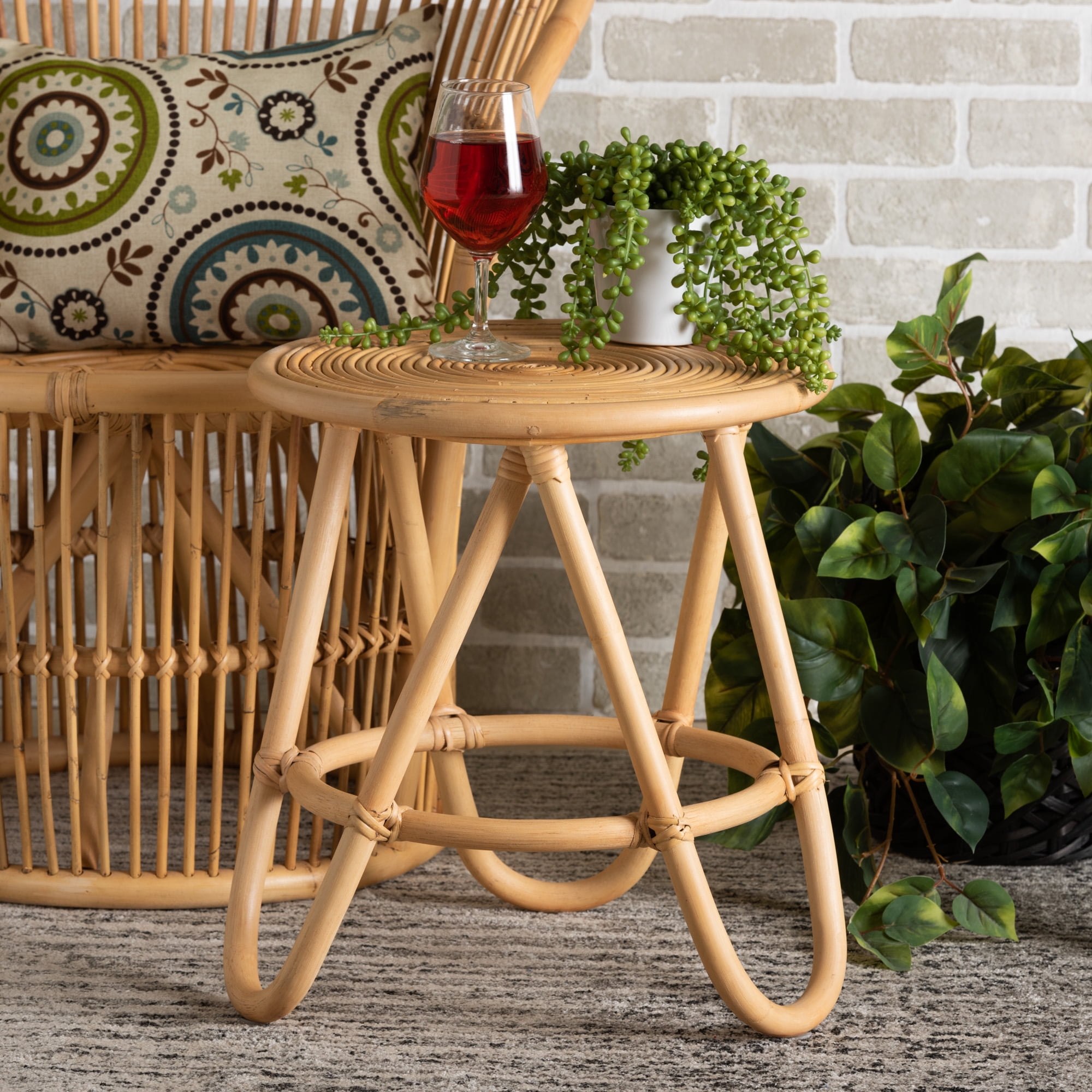 bali & pari Rinjani Rattan End Table, Brown