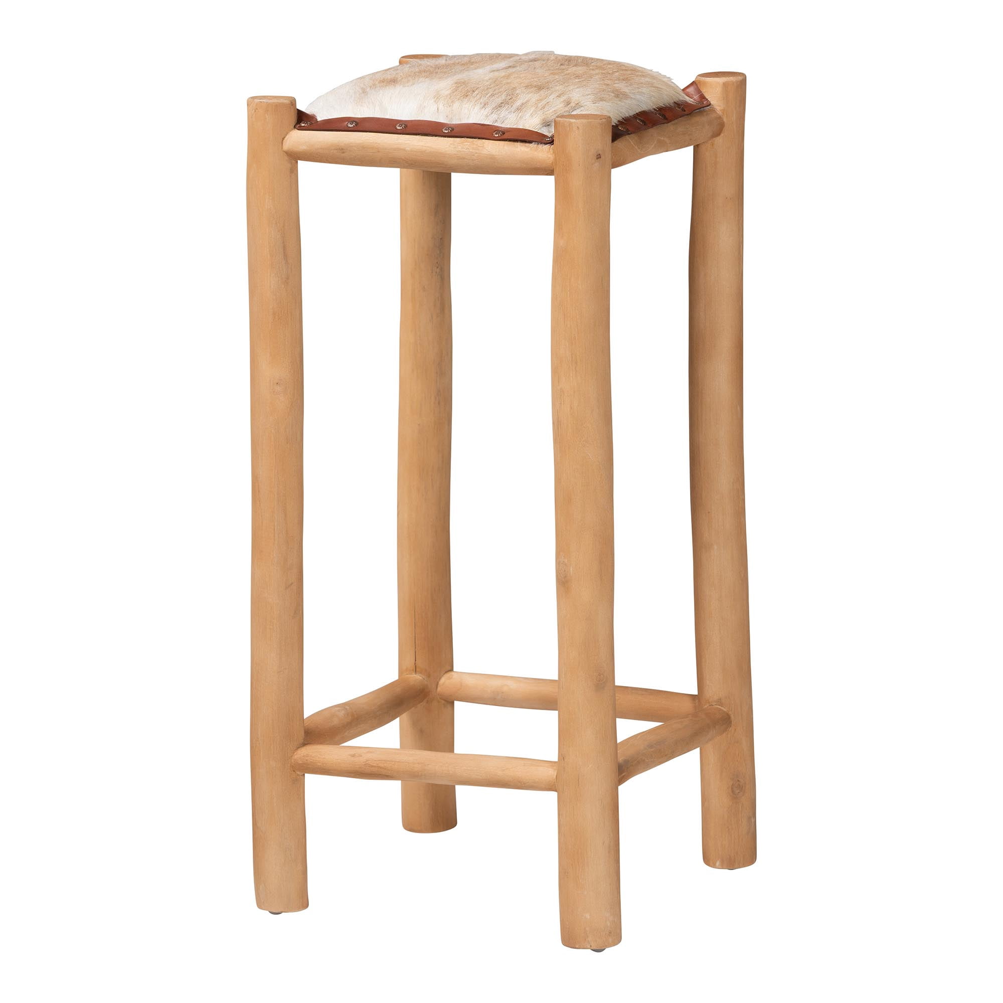 bali & pari Rivera Farmhouse Bar Stool, Bar Height, Natural Brown