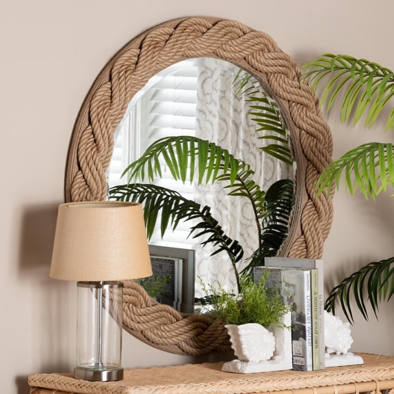 bali & pari Romana Boho Mirror, 35"W, Round, Natural Brown