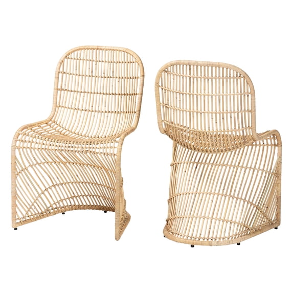 bali & pari Rosalba Light Honey Rattan 2-Piece S-Curve Dining Chair Set