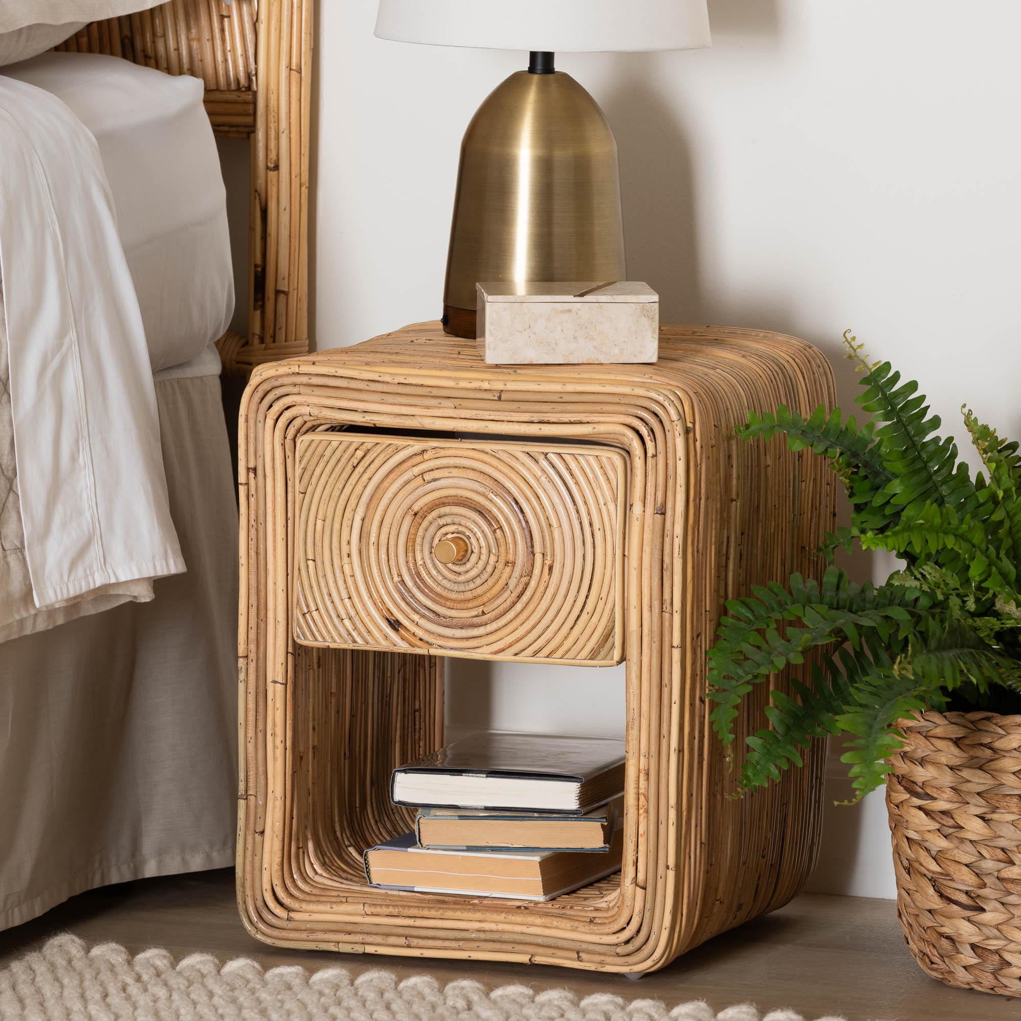 bali & pari Rosina Boho Nightstand, 1-Drawer, Natural