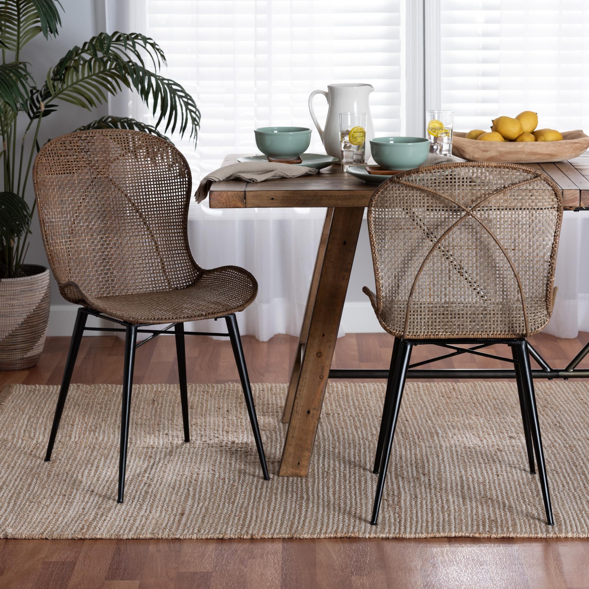 bali & pari Sabelle Rattan Japandi Dining Chairs - Walmart.com