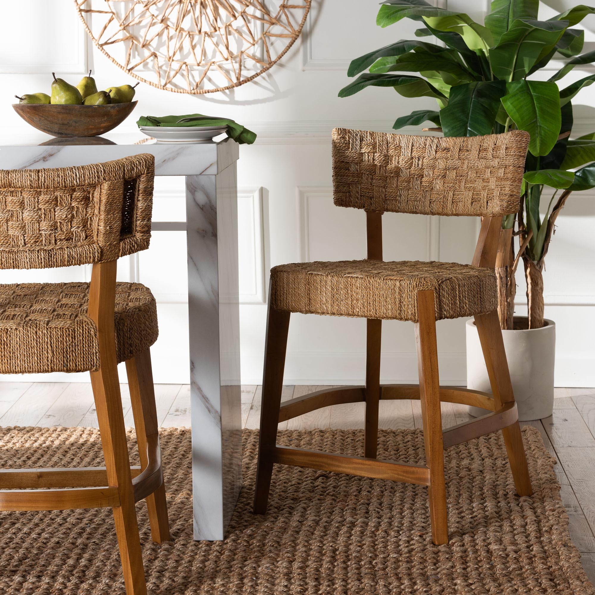 bali & pari Sabit Boho Counter Stool, Natural Brown