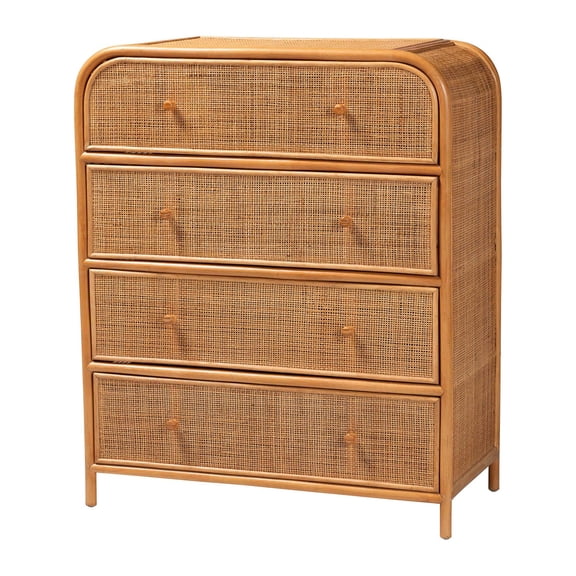 bali & pari Sampit Rattan 4-Drawer Storage Cabinet - Handwoven Cane Unit