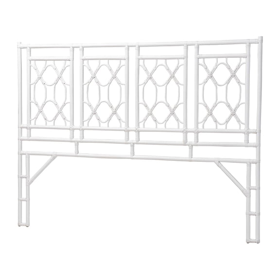 bali & pari Sampson Bohemian White Rattan King Size Standalone Headboard