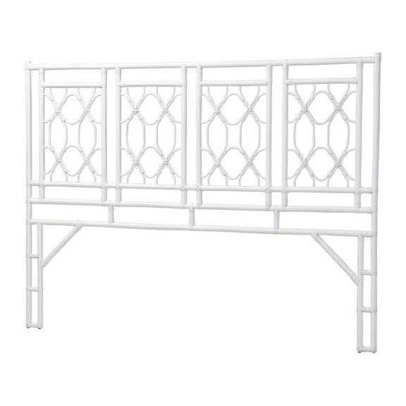 bali & pari Sampson Bohemian White Rattan King Size Standalone Headboard