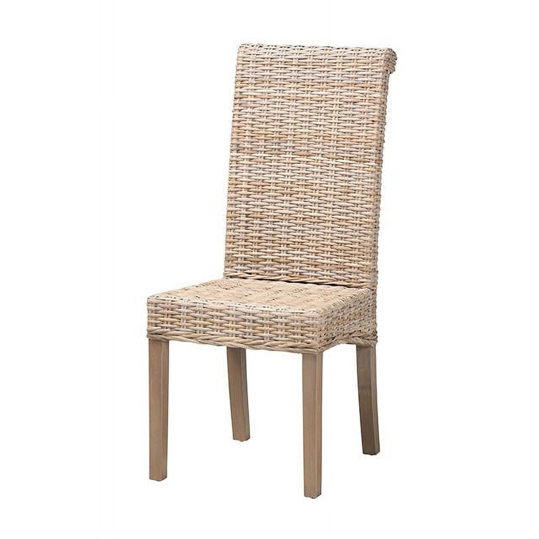 Santiago High Back Gray Cane and Wood Side Chair