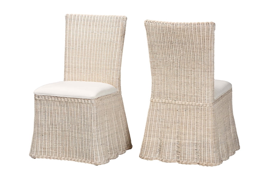 bali & pari Sara Boho Dining Chair, 2-Piece, White Wash