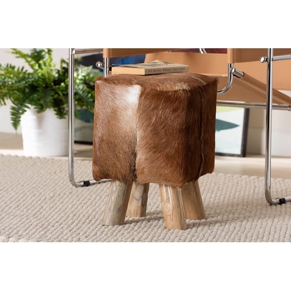 Scotlyn Genuine Goat Leather Footstool