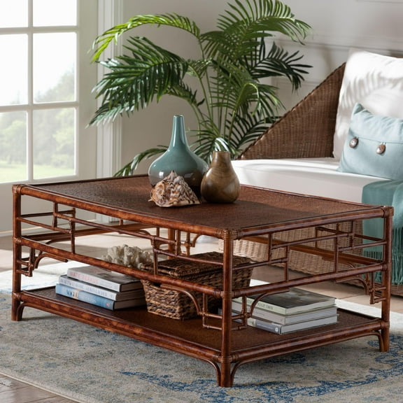 bali & pari Sebalio Boho Coffee Table, 42"W, Marbled Tortoise Brown