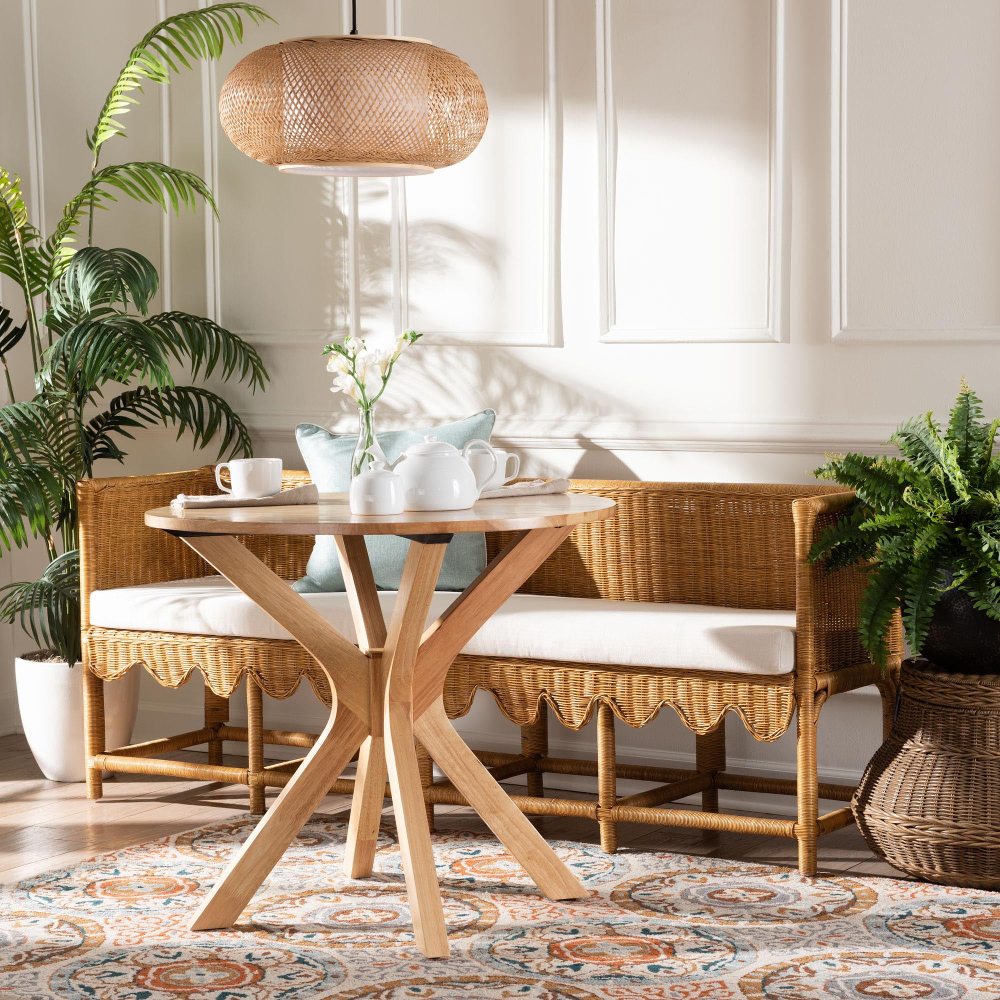 bali & pari Serenay Boho Dining Bench, 77", Natural Rattan