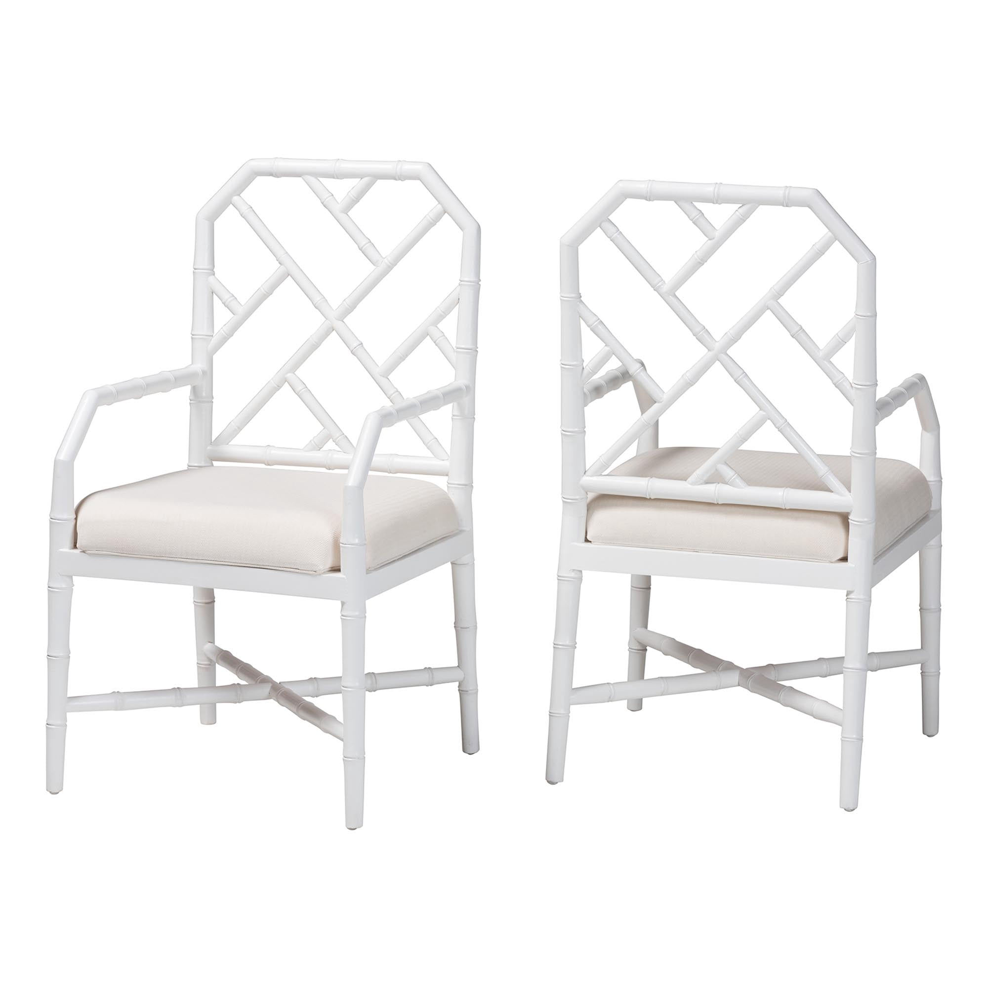 bali & pari Sergio Boho Dining Chair, Dining Height, Set of 2, White