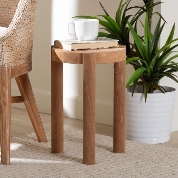 bali & pari Shadi Scandinavian Footstool, Natural Brown
