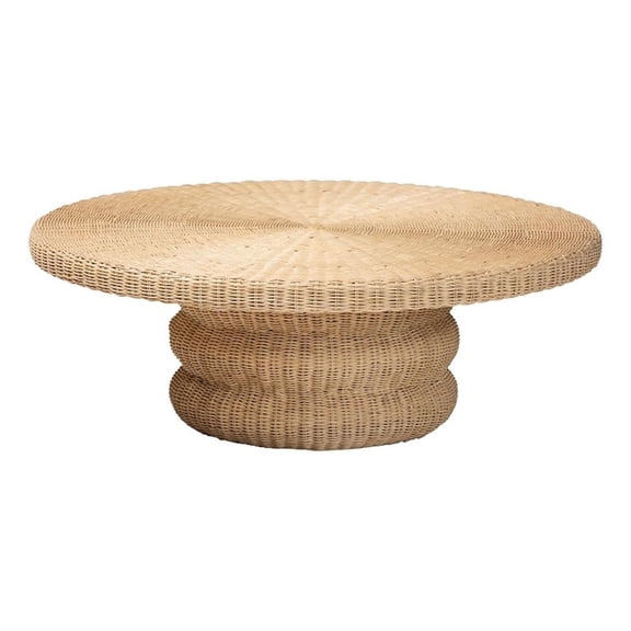 bali & pari Silvia Natural Rattan Coffee Table Wicker Accent Cocktail Table