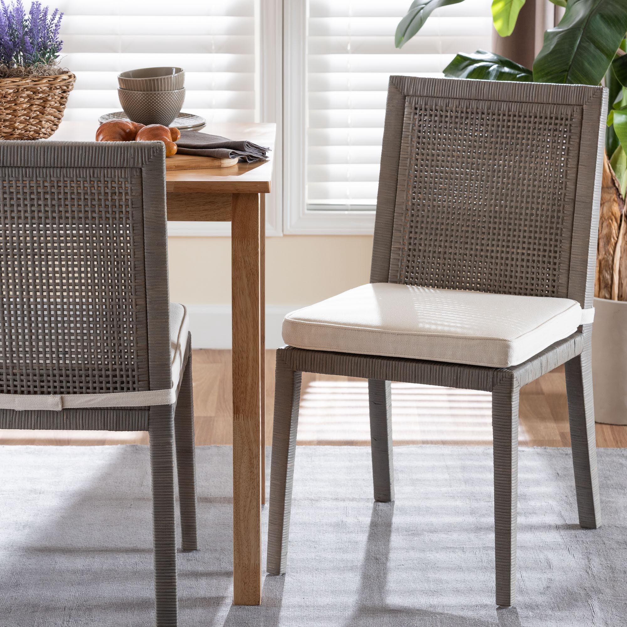 bali & pari Sofia Boho Dining Chair, Dining Height, Seat Height of 17", French Grey
