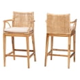 thumbnail image 1 of bali & pari Storsel Natural Rattan and Teak Wood 2-Piece Counter Stool Set, 1 of 6