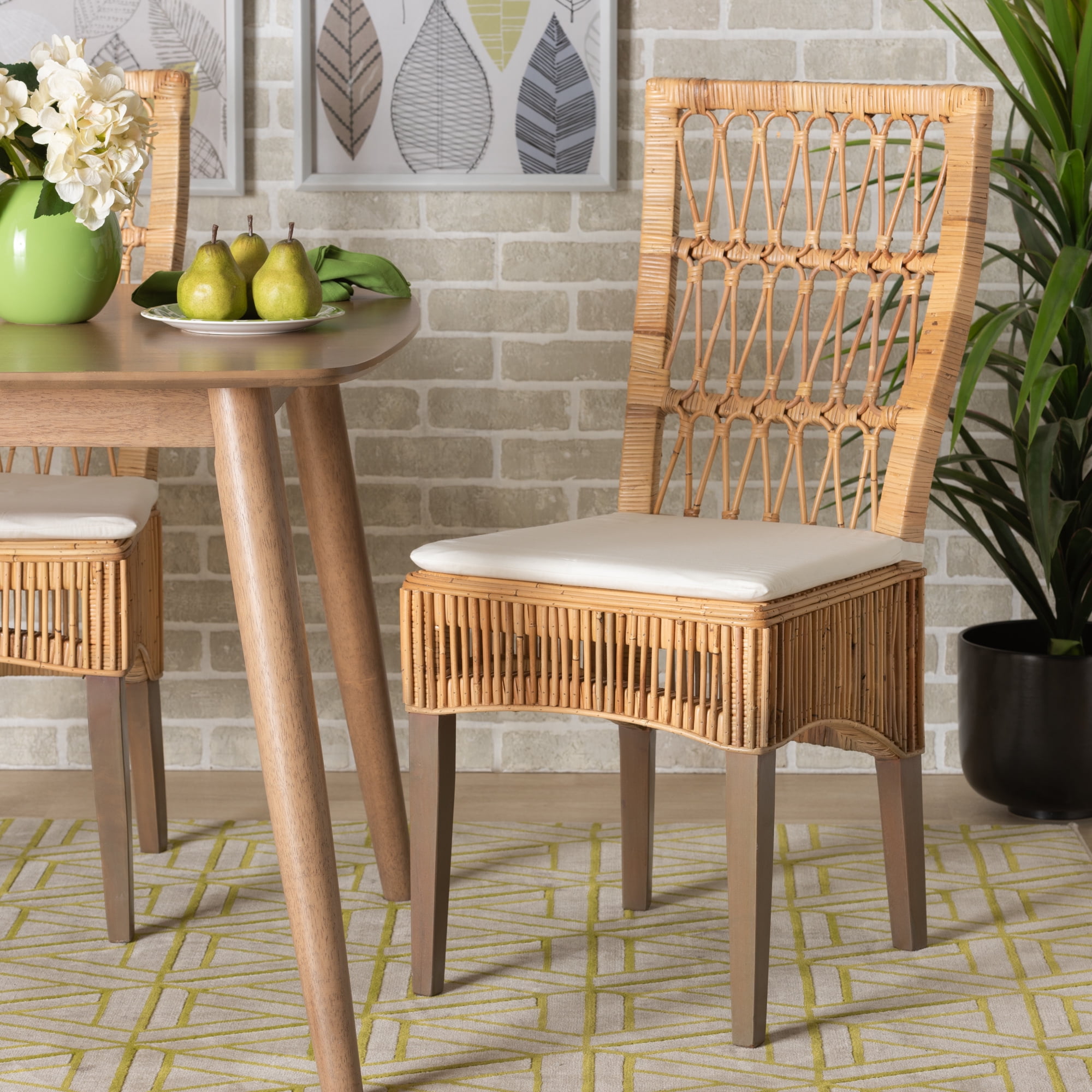 bali & pari Sullivan Rattan BOHO Dining Chairs, Set of 2, Natural Brown - Walmart.com
