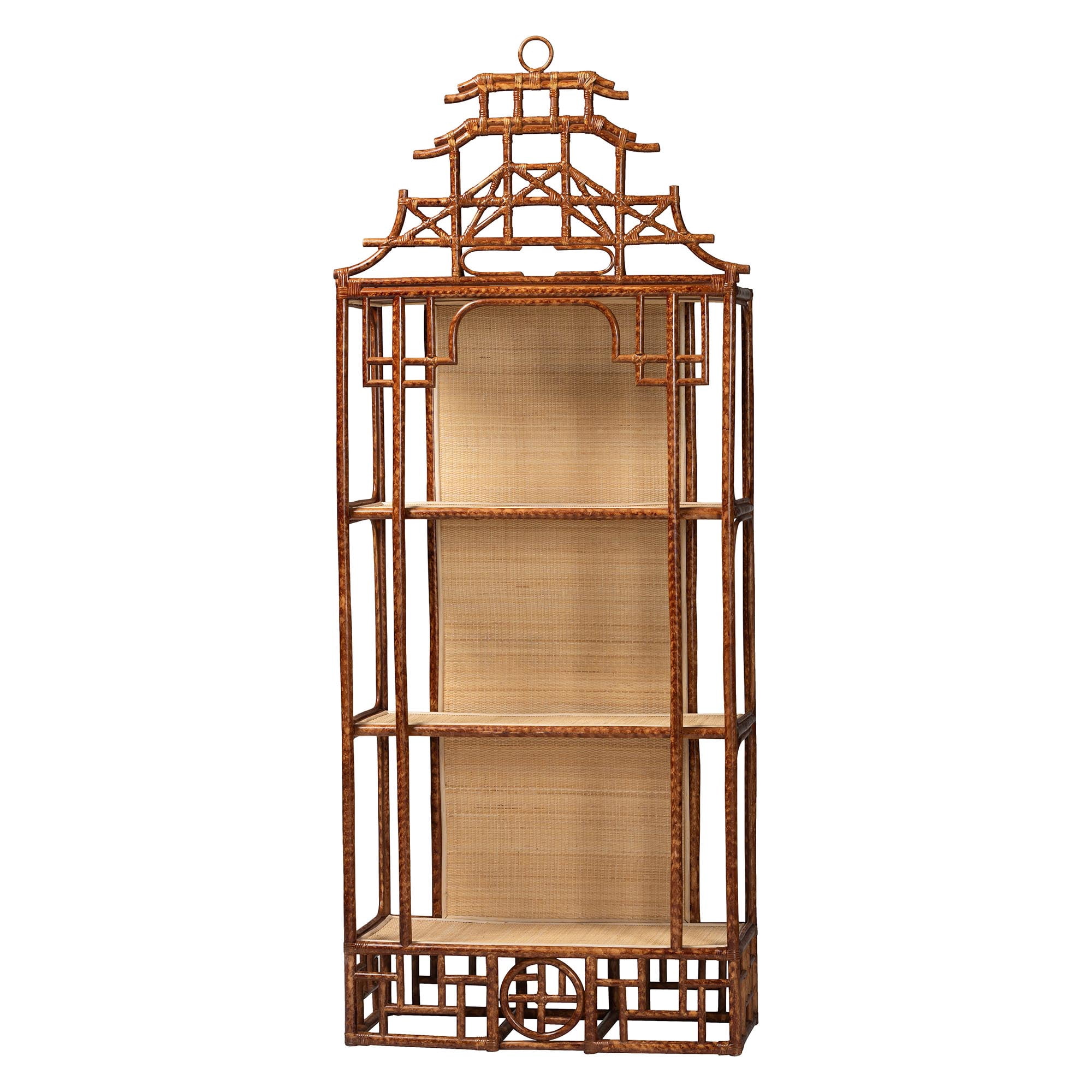 bali & pari Tamiko Boho Freestanding Shelf, 3-Tier, Marbled Tortoise Brown