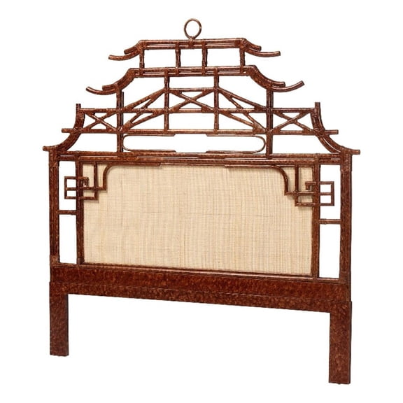 bali & pari Tamiko Marbled Tortoise Rattan Freestanding Headboard Queen